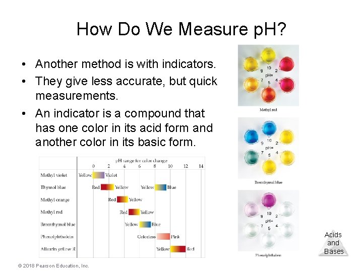 How Do We Measure p. H? • Another method is with indicators. • They