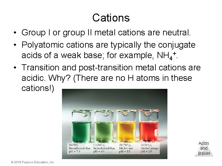 Cations • Group I or group II metal cations are neutral. • Polyatomic cations
