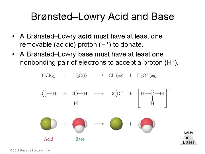 Brønsted–Lowry Acid and Base • A Brønsted–Lowry acid must have at least one removable
