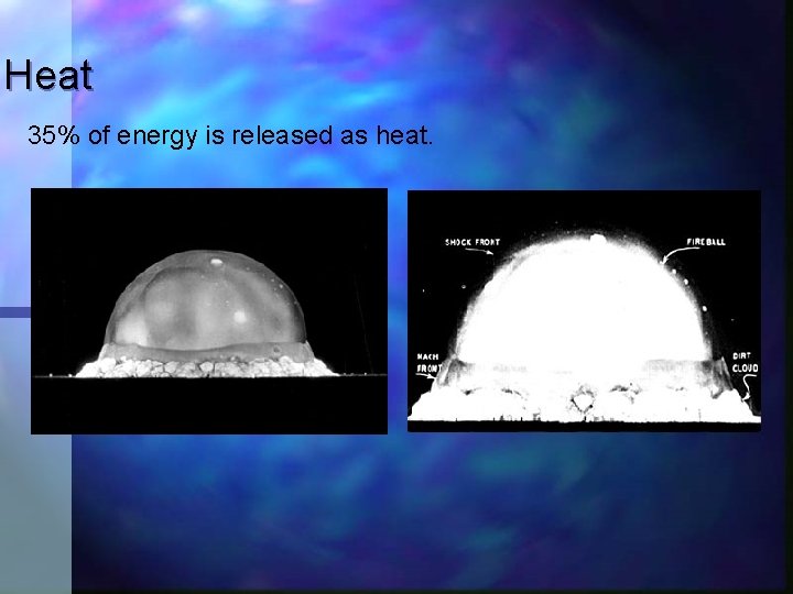 Heat 35% of energy is released as heat. 