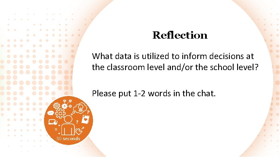 Reflection What data is utilized to inform decisions at the classroom level and/or the