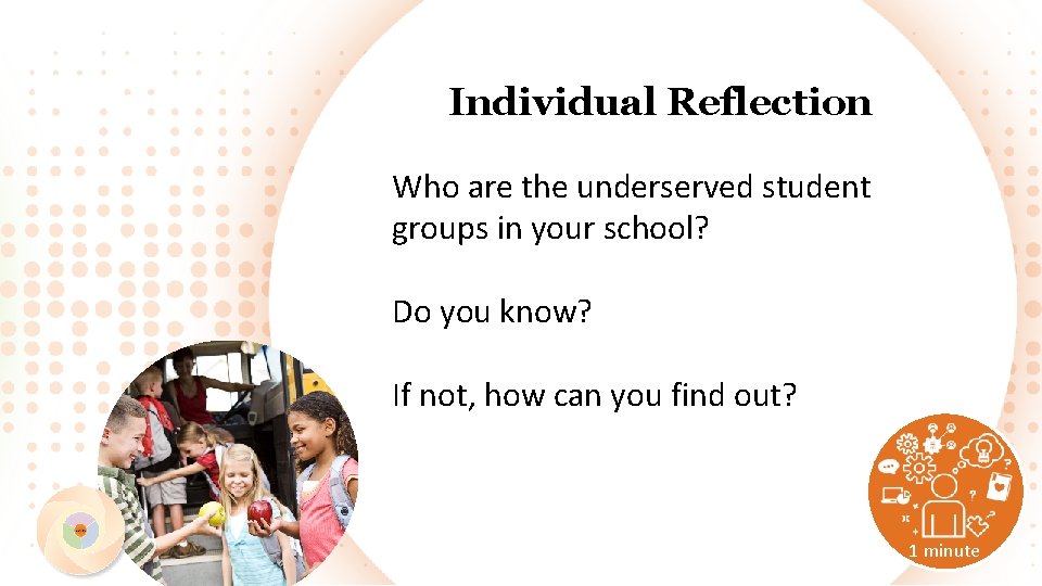 Individual Reflection Who are the underserved student groups in your school? Do you know?