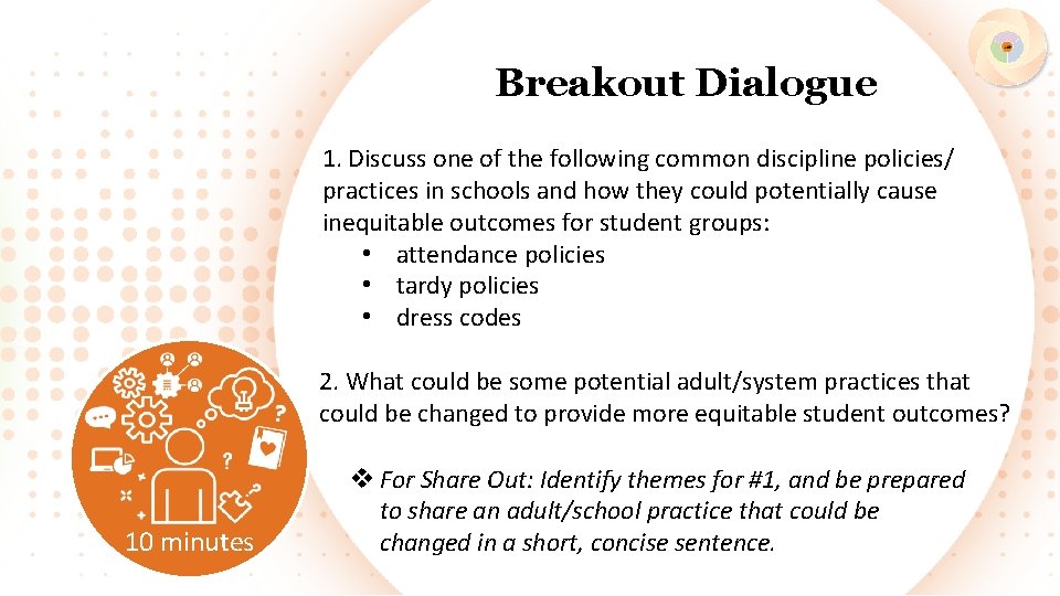 Breakout Dialogue 1. Discuss one of the following common discipline policies/ practices in schools