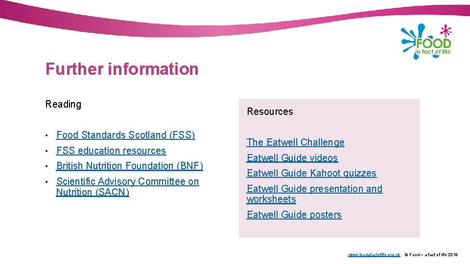 Further information Reading • Food Standards Scotland (FSS) • FSS education resources • British