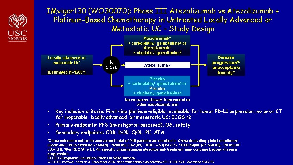 IMvigor 130 (WO 30070): Phase III Atezolizumab vs Atezolizumab + Platinum-Based Chemotherapy in Untreated