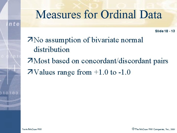 Click to edit Master title style Measures for Ordinal Data Slide 18 - 13