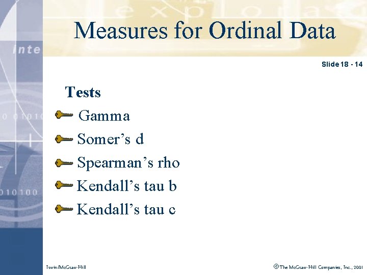 Click to edit Master title style Measures for Ordinal Data Slide 18 - 14