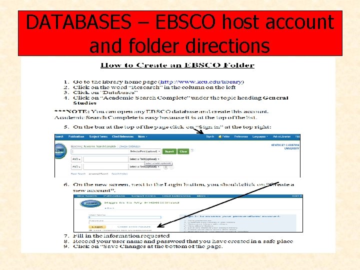 DATABASES – EBSCO host account and folder directions 