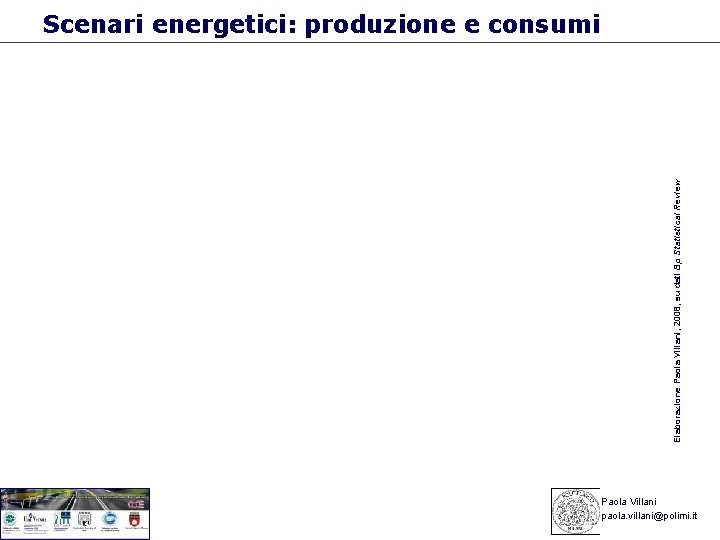 Elaborazione Paola Villani, 2008, su dati Bp Statistical Review Scenari energetici: produzione e consumi