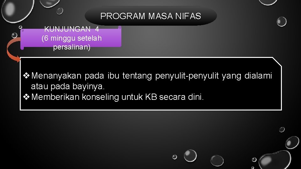 PROGRAM MASA NIFAS KUNJUNGAN 4 (6 minggu setelah persalinan) v Menanyakan pada ibu tentang