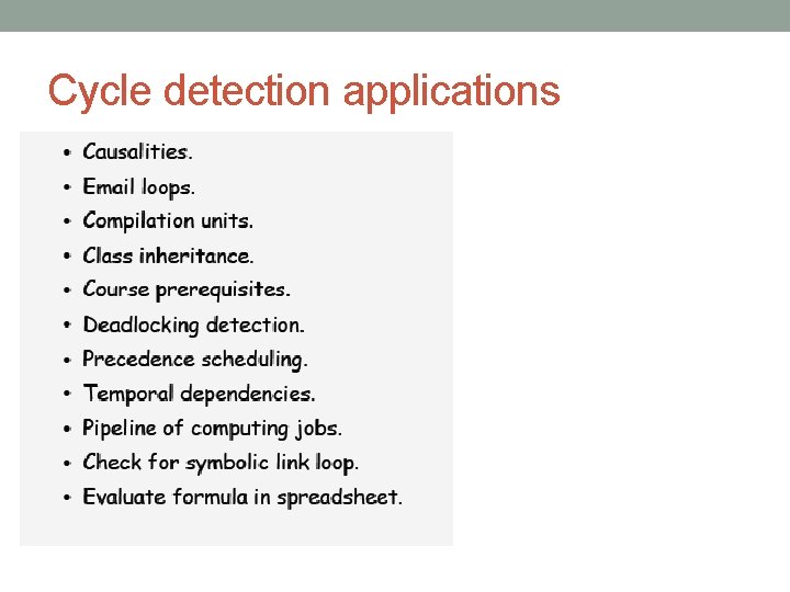 Cycle detection applications 
