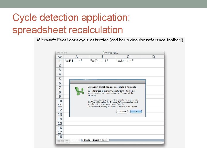 Cycle detection application: spreadsheet recalculation 