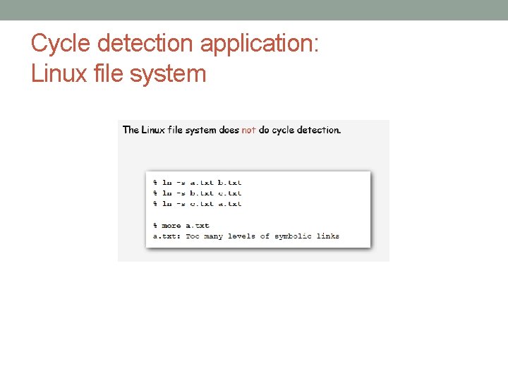 Cycle detection application: Linux file system 