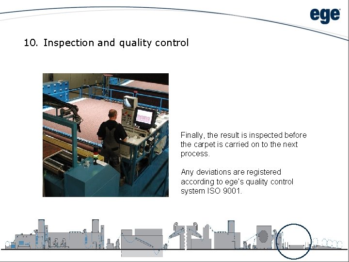 10. Inspection and quality control Finally, the result is inspected before the carpet is