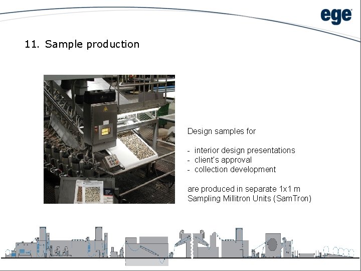 11. Sample production Design samples for - interior design presentations - client’s approval -
