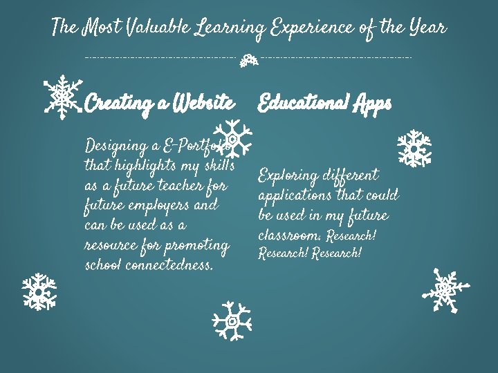 The Most Valuable Learning Experience of the Year Creating a Website Educational Apps Designing