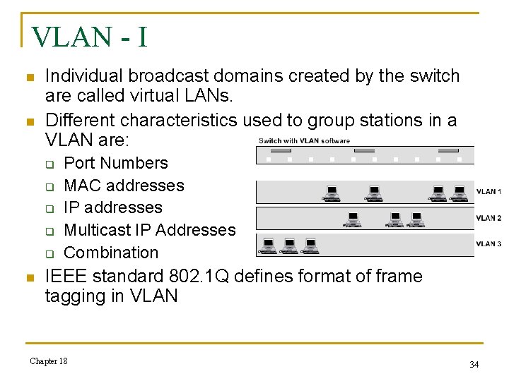 VLAN - I n n Individual broadcast domains created by the switch are called