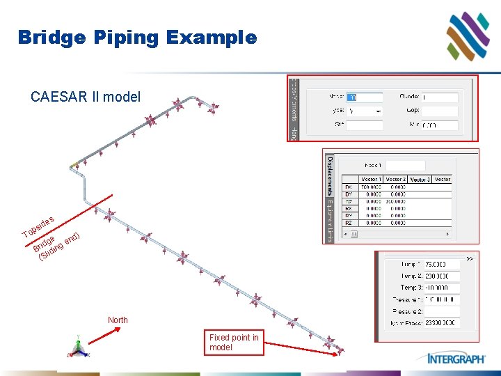 Bridge Piping Example CAESAR II model es T sid op ) e end g