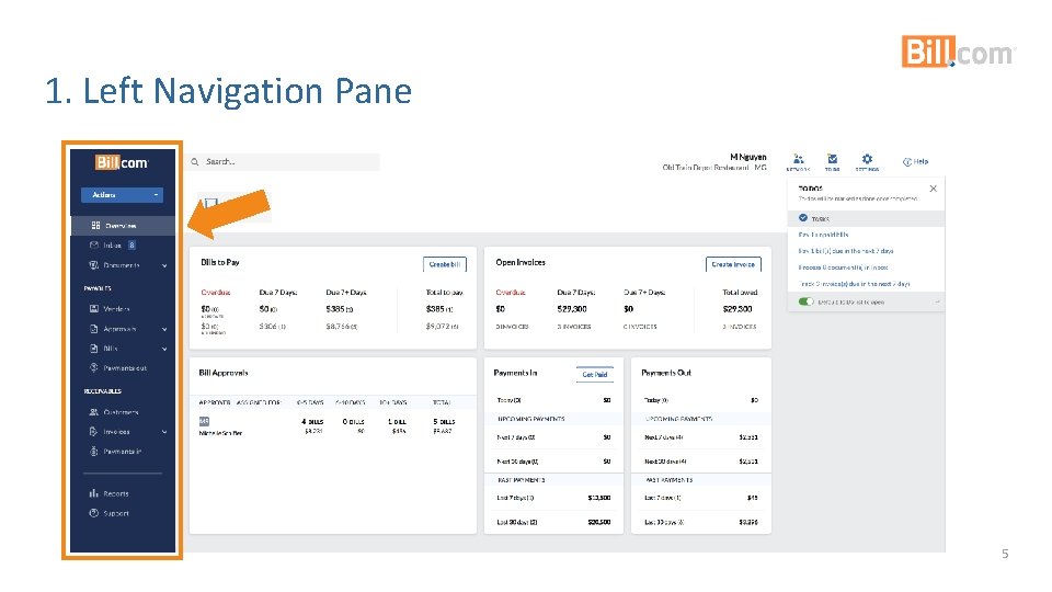 1. Left Navigation Pane 5 