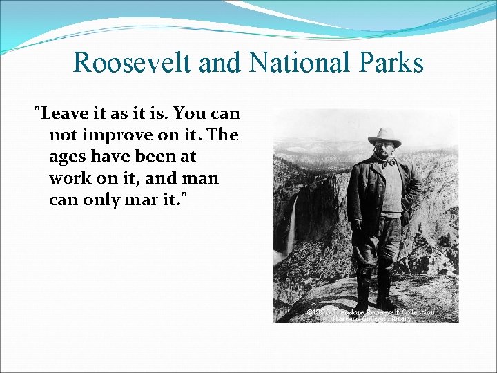Roosevelt and National Parks "Leave it as it is. You can not improve on