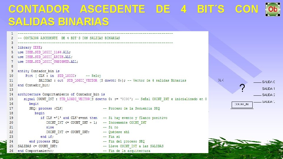 CONTADOR ASCEDENTE DE 4 BIT´S CON SALIDAS BINARIAS 