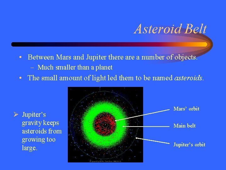 Asteroid Belt • Between Mars and Jupiter there a number of objects. – Much