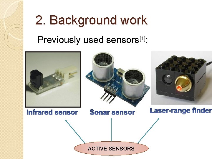 2. Background work Previously used sensors[1]: ACTIVE SENSORS 
