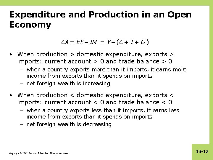Expenditure and Production in an Open Economy CA = EX – IM = Y