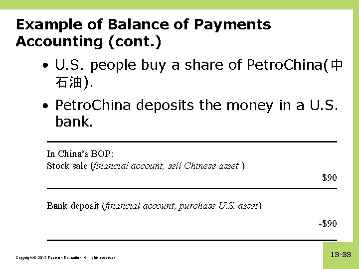 Example of Balance of Payments Accounting (cont. ) • U. S. people buy a