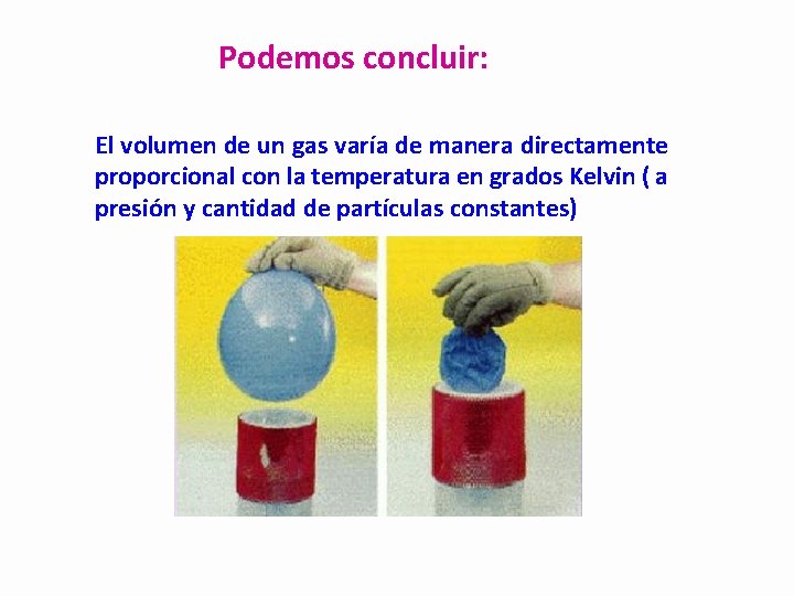 Podemos concluir: El volumen de un gas varía de manera directamente proporcional con la