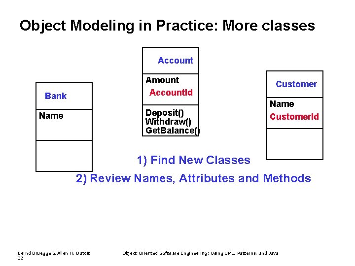 Object Modeling in Practice: More classes Account Amount Account. Id Customer. Id Bank Deposit() Object Modeling in Practice: More classes Account Amount Account. Id Customer. Id Bank Deposit()