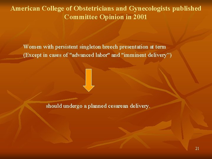 American College of Obstetricians and Gynecologists published Committee Opinion in 2001 Women with persistent