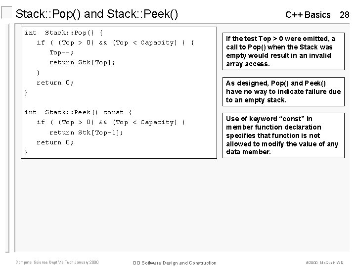Stack: : Pop() and Stack: : Peek() int Stack: : Pop() { if ( Stack: : Pop() and Stack: : Peek() int Stack: : Pop() { if (