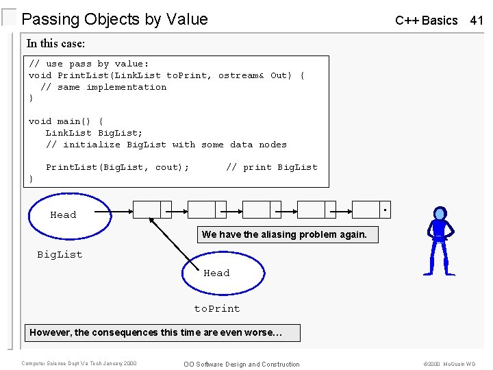 Passing Objects by Value C++ Basics 41 In this case: // use pass by Passing Objects by Value C++ Basics 41 In this case: // use pass by