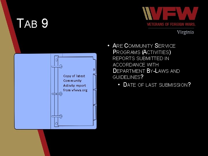 TAB 9 • ARE COMMUNITY SERVICE PROGRAMS (ACTIVITIES) 9 Copy of latest Community Activity