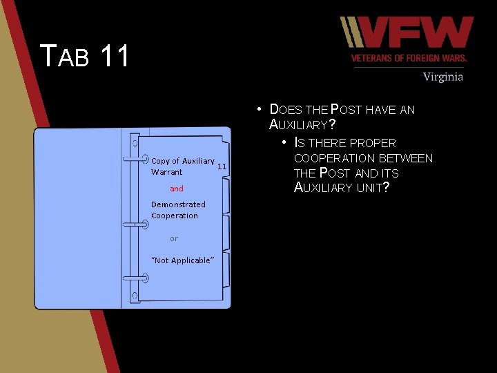 TAB 11 • DOES THE POST HAVE AN AUXILIARY? • IS THERE PROPER Copy