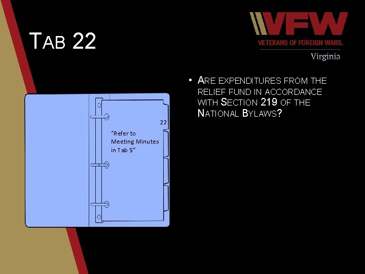 TAB 22 • ARE EXPENDITURES FROM THE 22 “Refer to Meeting Minutes in Tab