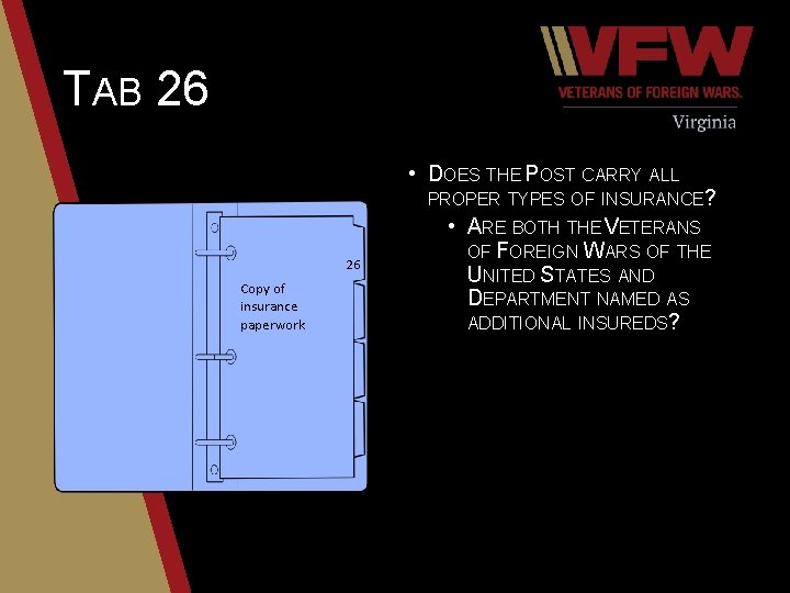 TAB 26 • DOES THE POST CARRY ALL PROPER TYPES OF INSURANCE? 26 Copy