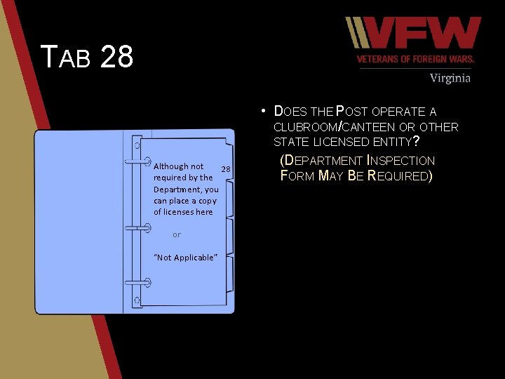 TAB 28 Although not 28 required by the Department, you can place a copy