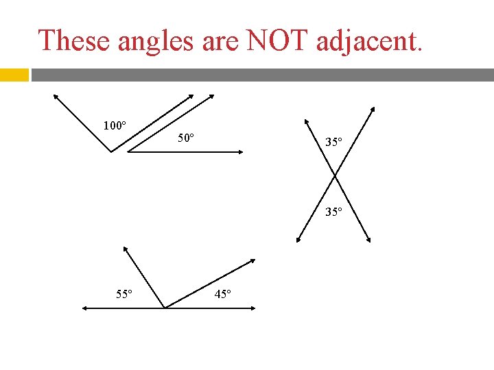 These angles are NOT adjacent. 100º 50º 35º 55º 45º 