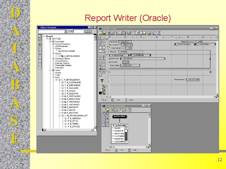 D A T A B A S E Report Writer (Oracle) 12 