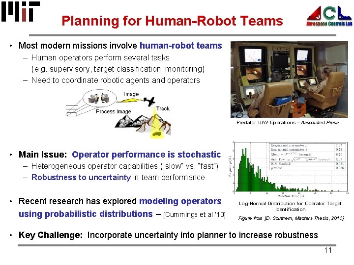 Planning for Human-Robot Teams • Most modern missions involve human-robot teams – Human operators