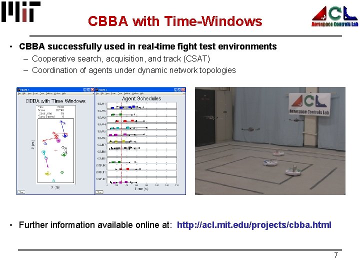 CBBA with Time-Windows • CBBA successfully used in real-time fight test environments – Cooperative