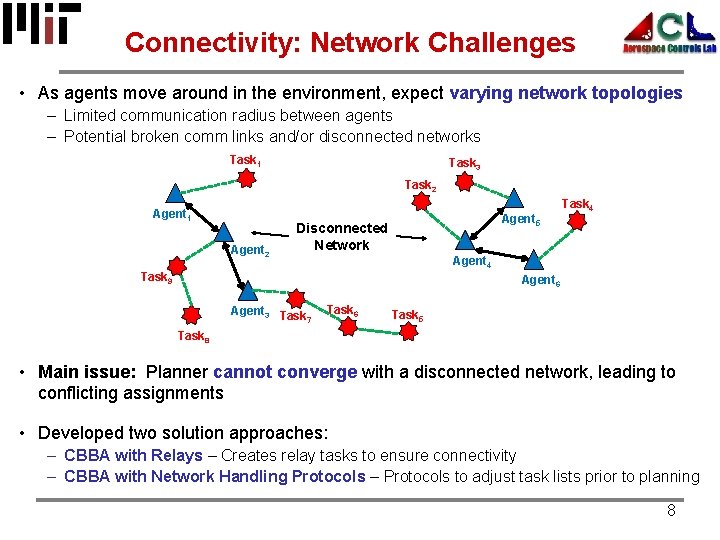 Connectivity: Network Challenges • As agents move around in the environment, expect varying network