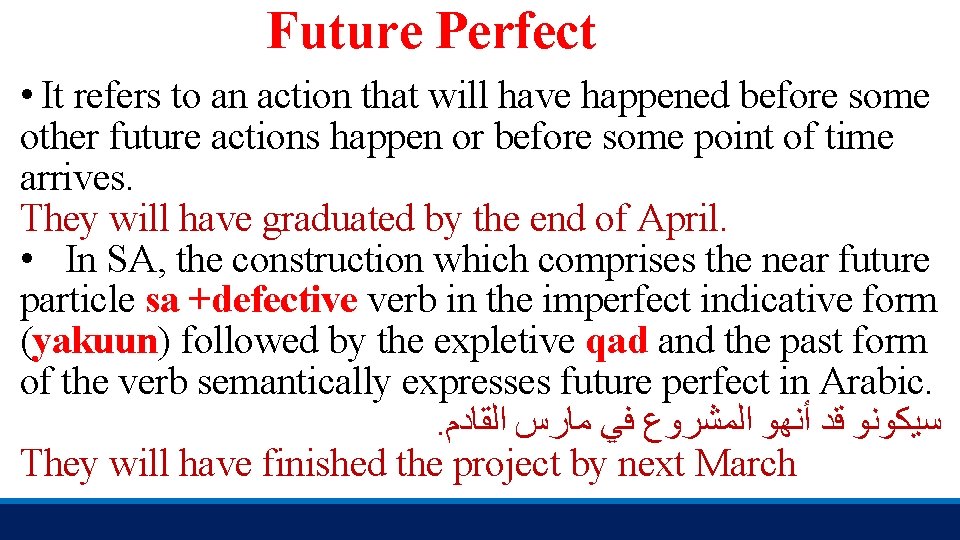 Future Perfect • It refers to an action that will have happened before some