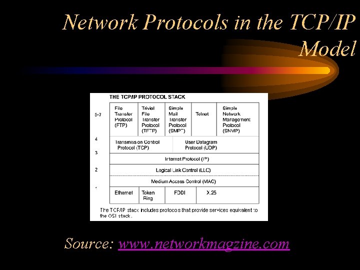 Network Protocols in the TCP/IP Model Source: www. networkmagzine. com 