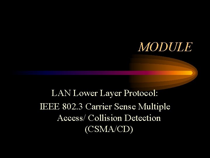 MODULE LAN Lower Layer Protocol: IEEE 802. 3 Carrier Sense Multiple Access/ Collision Detection