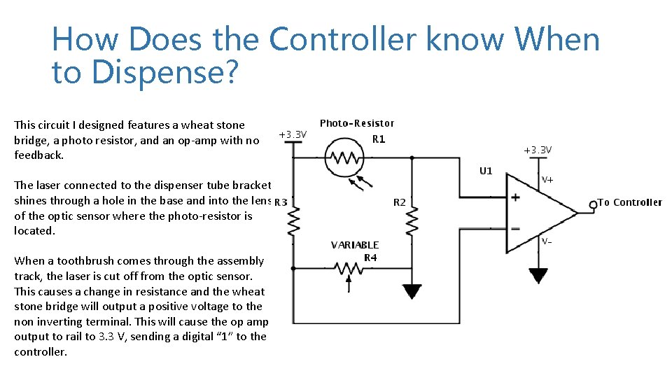 How Does the Controller know When to Dispense? This circuit I designed features a