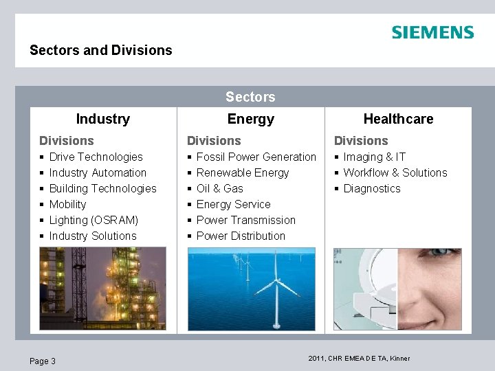 Sectors and Divisions Sectors Industry Energy Healthcare Divisions § § § § Imaging &