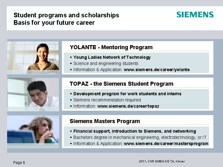 Student programs and scholarships Basis for your future career YOLANTE - Mentoring Program §